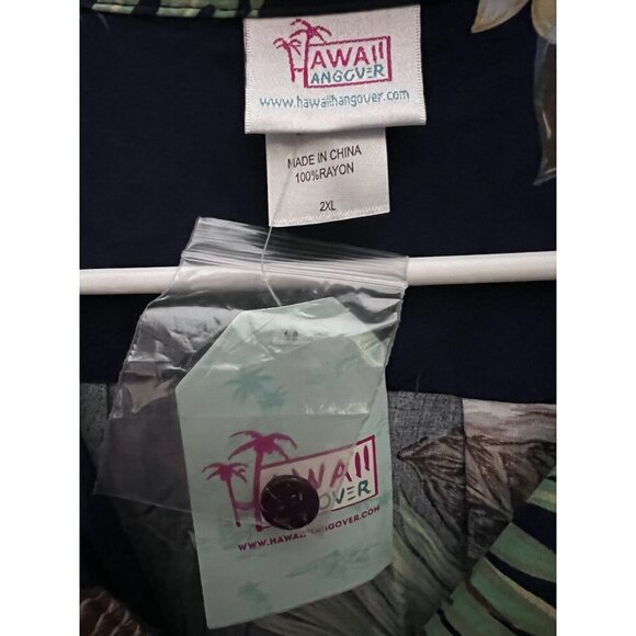 Hawaii Hangover Mens Blue Hawaiian Aloha Floral Button Up Shirt 2XL Pocket New - Picture 6 of 9
